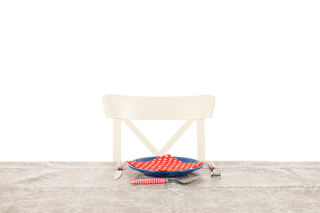 Table set with cloth plate and silverware