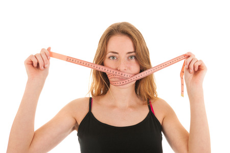 Woman with locked mouth for dietの写真素材