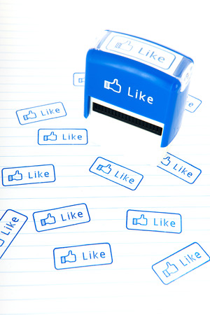 Like with blue stamp and thumbs upの写真素材