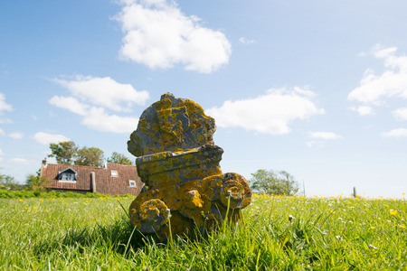 Typical stone at the graveyard in Striep on Dutch wadden island Terschellingの写真素材
