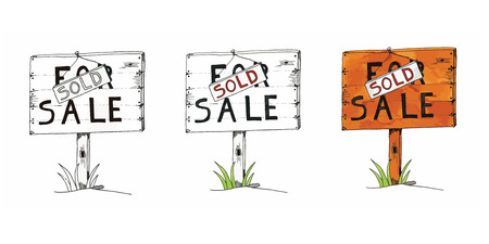 Board with for sale and soldのイラスト素材