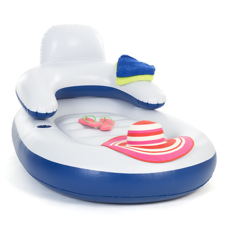 Inflatable chair for relax floating on water isolated over white background