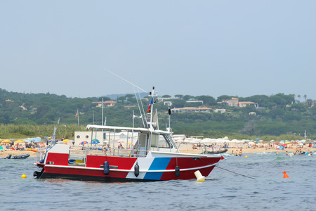 Beach Ramatuelle in France with boatsのeditorial素材