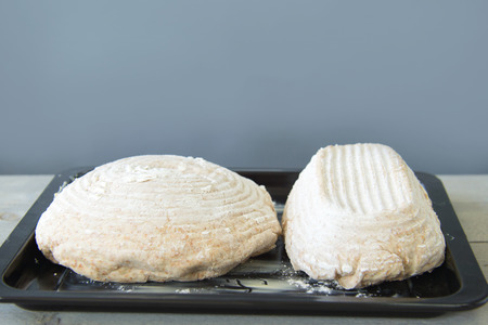 rustic rised dough for bread on form