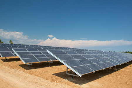 Solar panels for sun energy in landscape