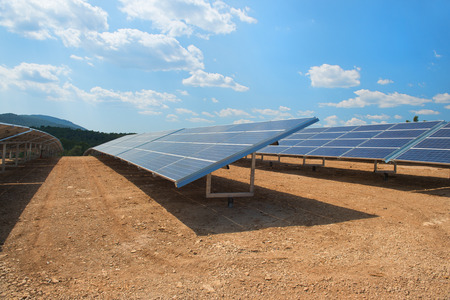 Solar panels for sun energy in landscape