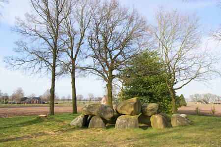 Typical old Dutch grave a hunebedの写真素材