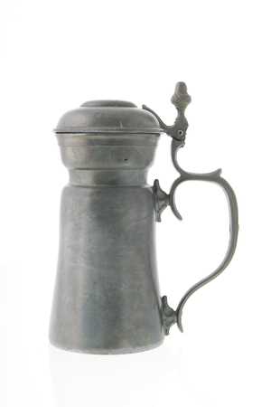 Pewter tankard from tin isolated over white backgroundの写真素材