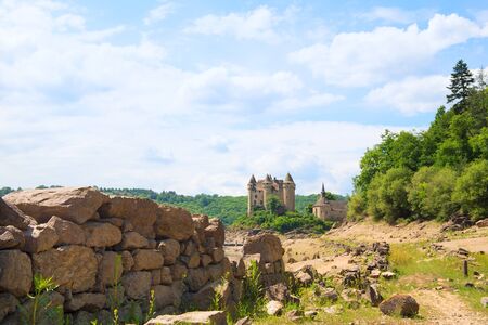 LANOBRE, FRANCE - MAY 24, 2018: Chateau de Val in landscape in Lanobre on May 24, 2018のeditorial素材