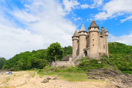 LANOBRE, FRANCE - MAY 24, 2018: Chateau de Val in landscape in Lanobre on May 24, 2018のeditorial素材