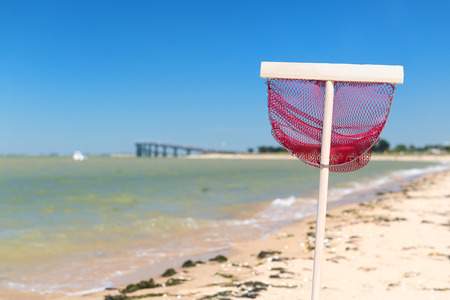 Fishing net at the beach from Rivedoux plageの写真素材