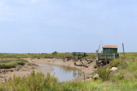 French wooden oyster hut in the France Charente Maritimeの写真素材