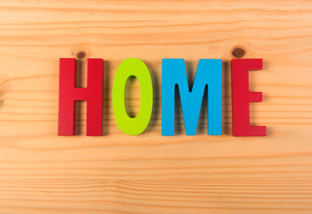 Word home on woodenの写真素材