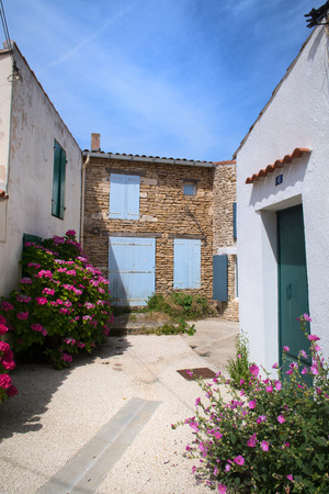 Little lane in Ile de Re in village Les Portes en Reの写真素材