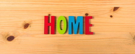 Word home on woodenの写真素材