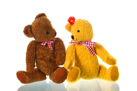 Stuffed bears toys isolated over whiteの写真素材
