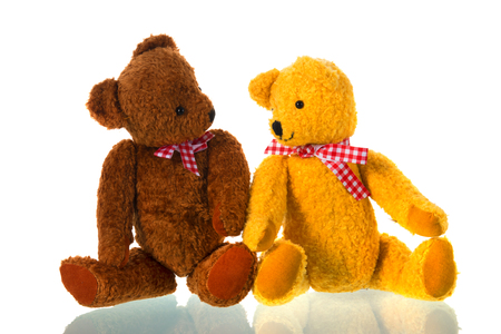 Stuffed bears toys isolated over white backgroundの写真素材