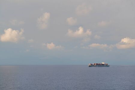 Big container boat in open seaの写真素材