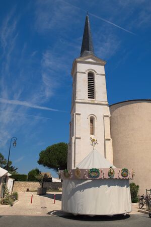 Church in village Saint-Clement on island Ile de Reの写真素材