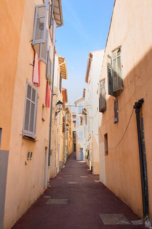 Street little lane in French Antibesの写真素材