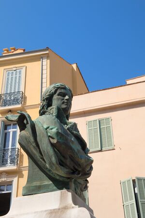 Statue Championnet in French city Antibesの写真素材