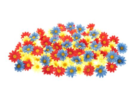 Colorful summer flowers isolated over whiteの写真素材