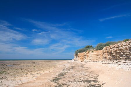Beach with rocks in Saint Marie en Re on island Ile de Reの写真素材