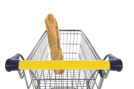 Shopping cart with single bread for the poor peopleの写真素材