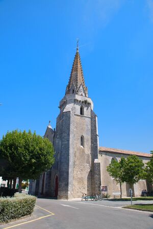 Church in little village on island Ile the Reの写真素材