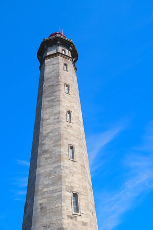 Ile de Re lighthouse Phare des Baleines at the coastの写真素材