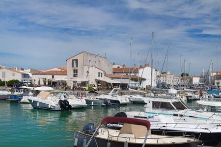 Harbor with recreation boats in French Saint-Martin-de-Reの写真素材