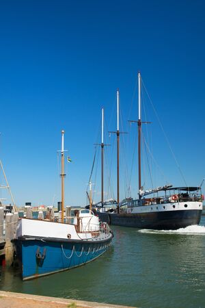 Dutch old boats in harborの写真素材