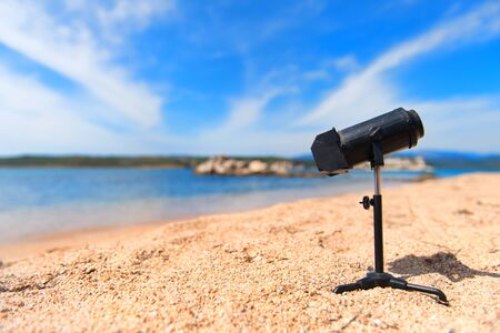 Movie light at the Corsican beach in Franceの写真素材
