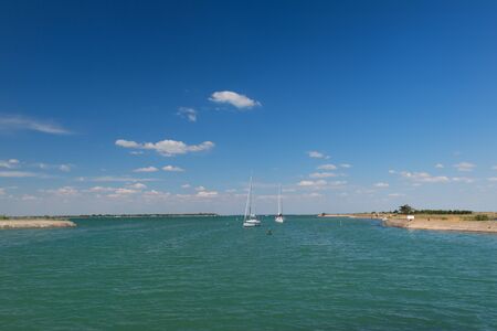 Harbour with seagull in Ars en Reの写真素材