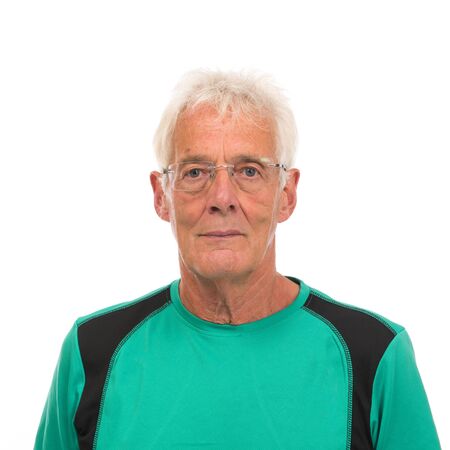 Portrait senior sport man against white backgroundの写真素材