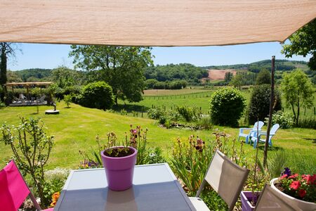 Terrace with sunroof in the French gardenの写真素材