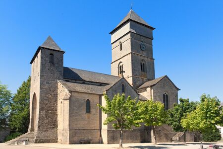 Old church in French village Chamboulive in the Limousinの写真素材