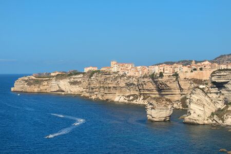 City Bonifacio on the rocks in the South of French Corsicaの写真素材