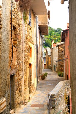 Looking through Little lane French village Casincaの写真素材