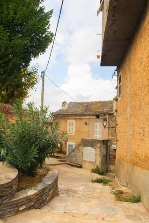 Looking through Little lane French village Casincaの写真素材