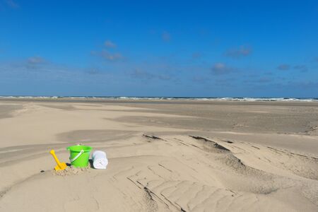 Toys at the empty beachの写真素材