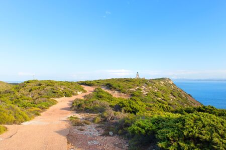 Weather station at coast on island Corsica near Bonifacioの写真素材