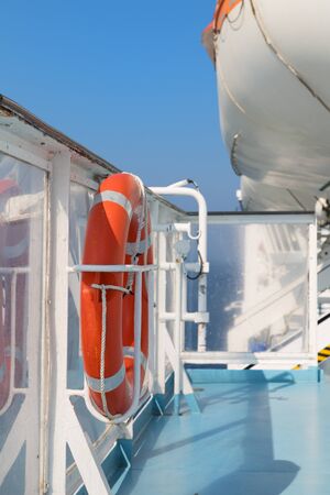Life boats at open seaの写真素材