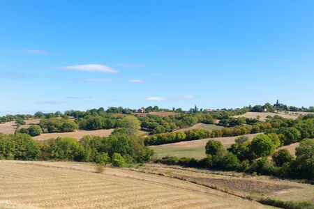 Landscape with green hills in the French Lotの写真素材