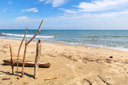 Coast French Corsica with wreckageの写真素材