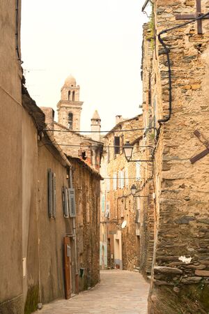 Looking through Little lane French village Casincaの写真素材