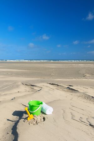 Toys at the empty beachの写真素材