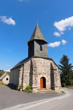 Little church in Surdoux in Central Massif in the French Haute Vienneの写真素材