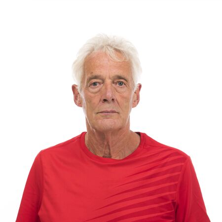 Portrait senior sport man on whiteの写真素材