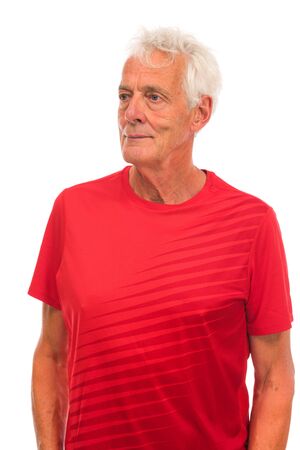 Portrait senior sport man on whiteの写真素材